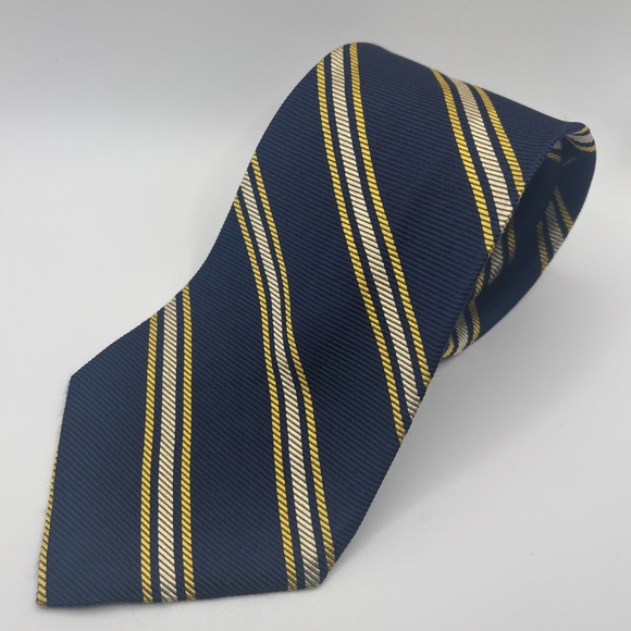 Brooks Brothers Silk Tie Blue and yellow gray Pattern Italy - Picture 1 of 3